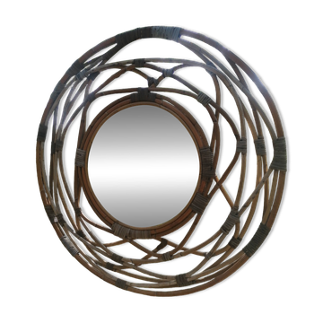 miroir en rotin vintage