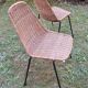 Paire de chaises de salle à manger/empilables en rotin et métal Legler, Suisse, années 1960
