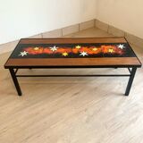 Table basse en teck et pierre de lave