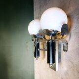 Pair Brutalist double wall sconce lights