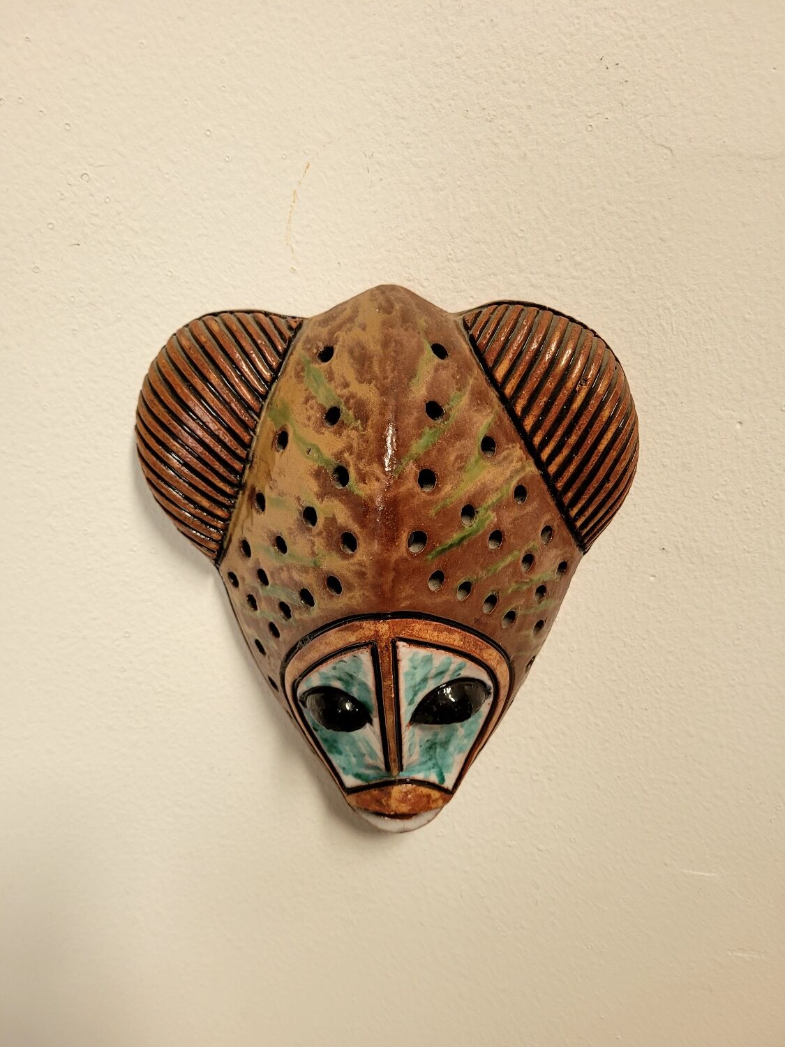 Vintage ceramic and terracotta mask signed