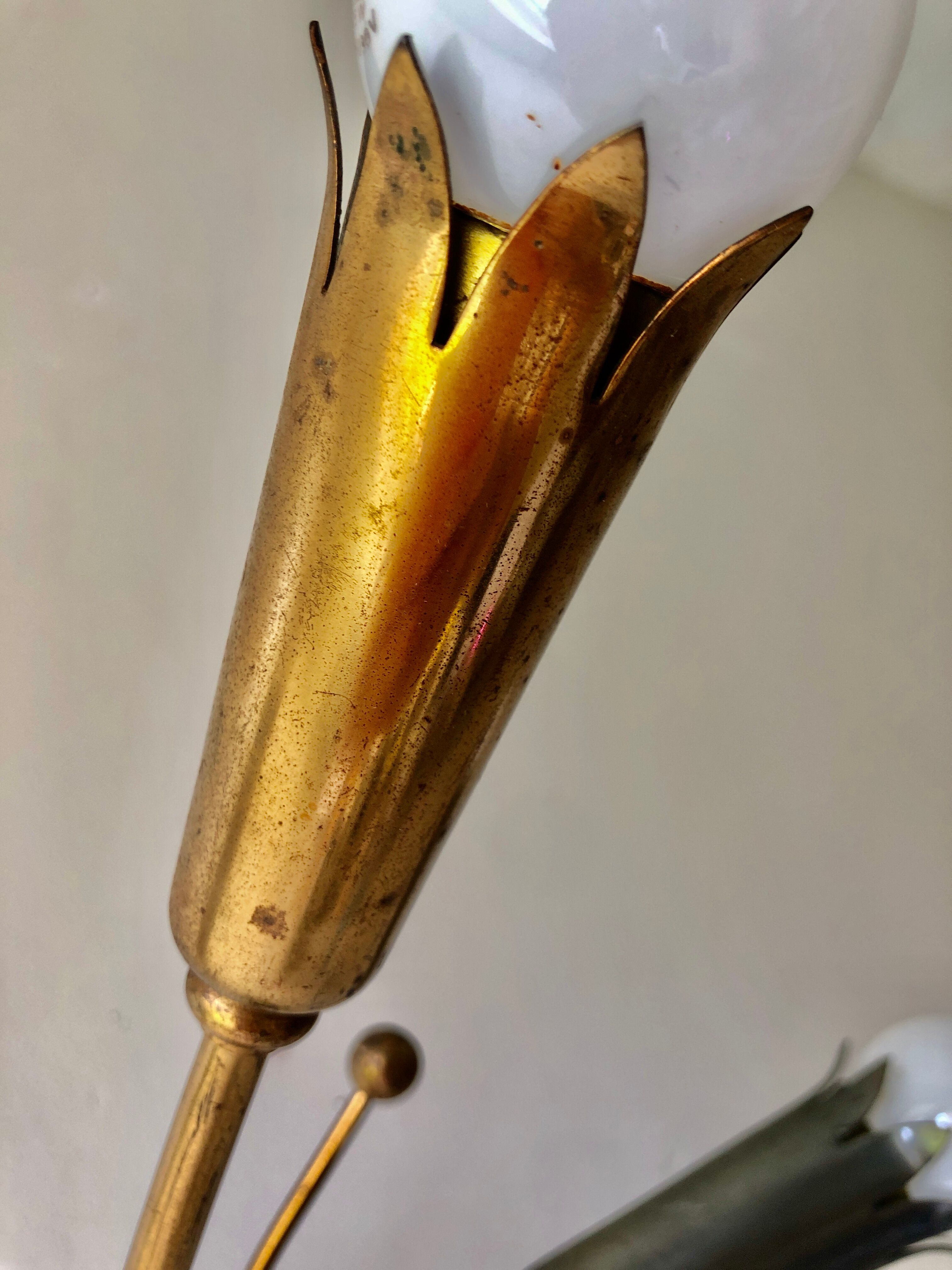 Wall lamp brass and gray metal 1950