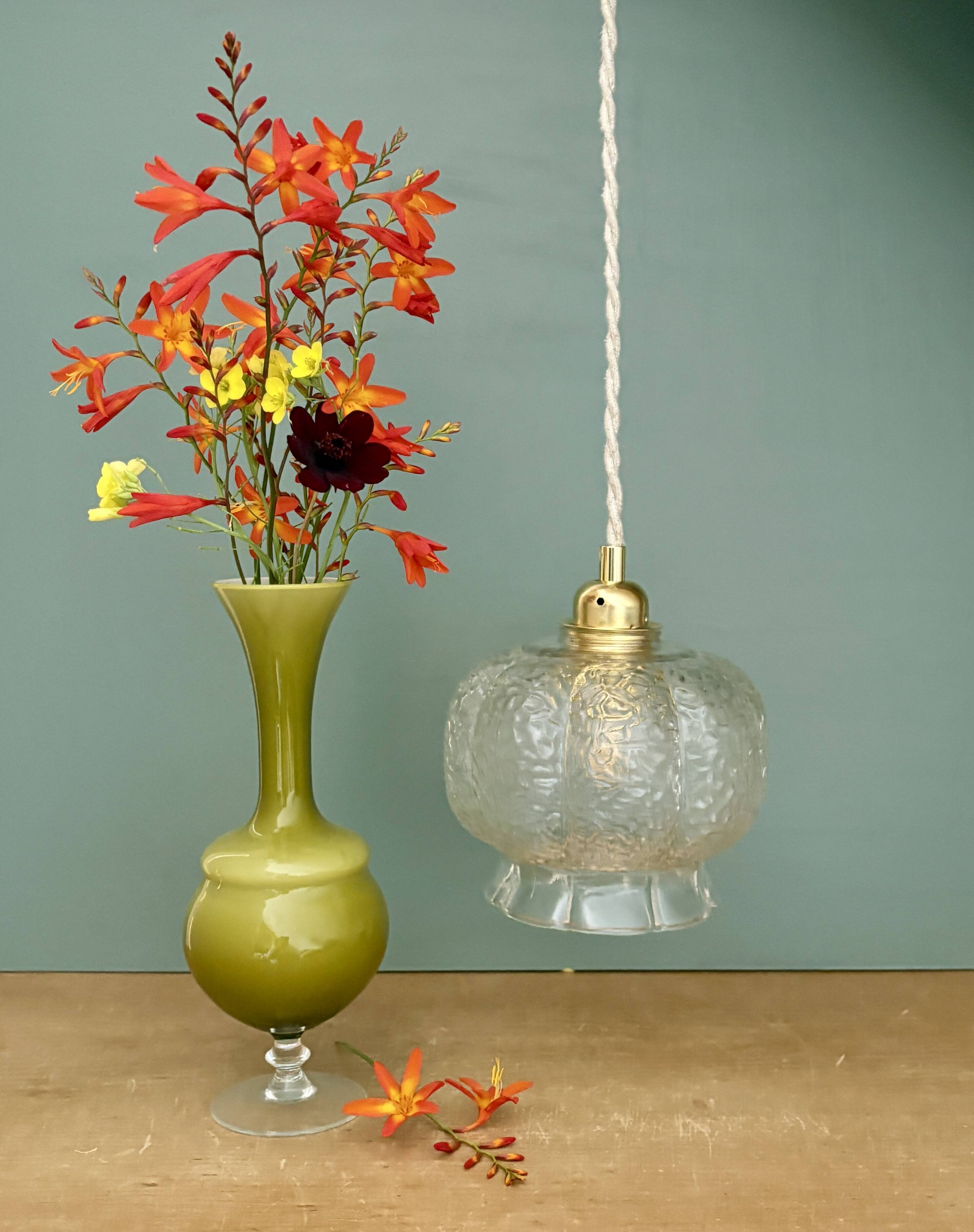 Vintage clear glass globe pendant light