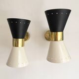 Pair of Italian diabolo wall sconces, 1950s design.