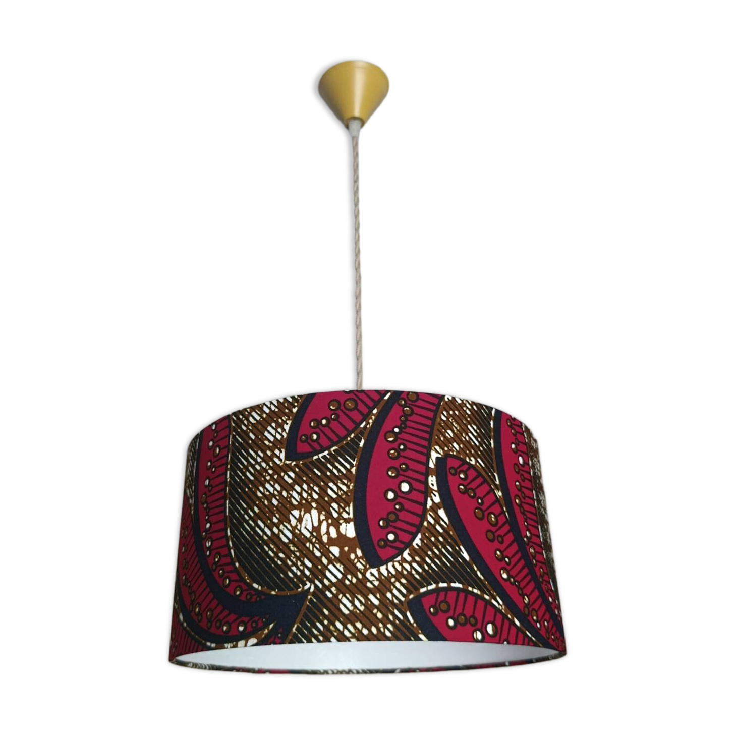 Lampshade / fabric suspension with ethnic printed wax