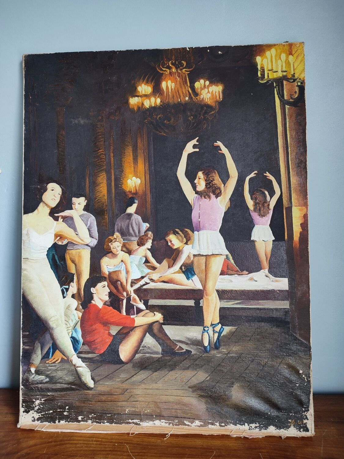 Painting on canvas former ballet dancers signed