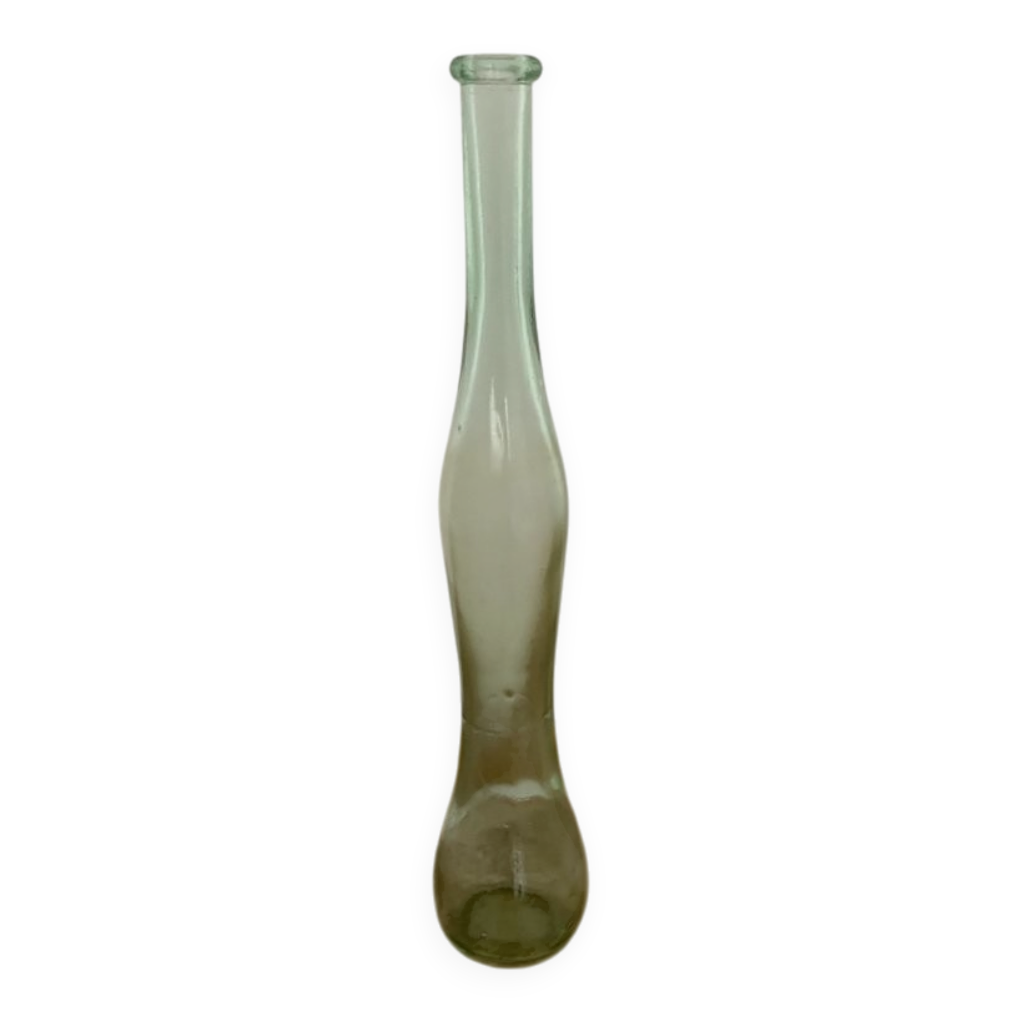 Mid-Century translucent green glass vase from the 1980s, slender silhouette, Czech Republic.