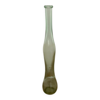 Mid-Century translucent green glass vase from the 1980s, slender silhouette, Czech Republic.