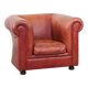 Fauteuil club Chesterfield anglais en cuir de vachette rouge clair