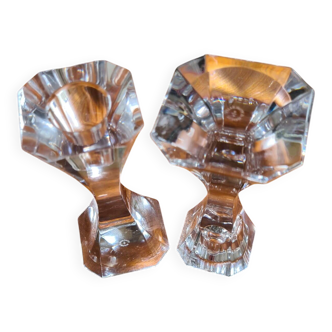 Pair of crystal candlesticks by Villeroy & Boch – 1970s – Perfect condition
