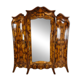 Large antique Italian armoire / wardrobe – burl walnut, bombé shape