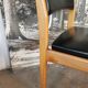 Set of 4 chairs scandinavian style wood and skaï black