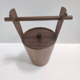 Postmodern Ebonized Beech Ice Bucket by Anri Form, Italy