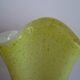 Vintage 1960s murano glass handkerchief vase, yellow and white speckled