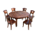 Round teak table 150 cm with 6 Indonesian chairs.