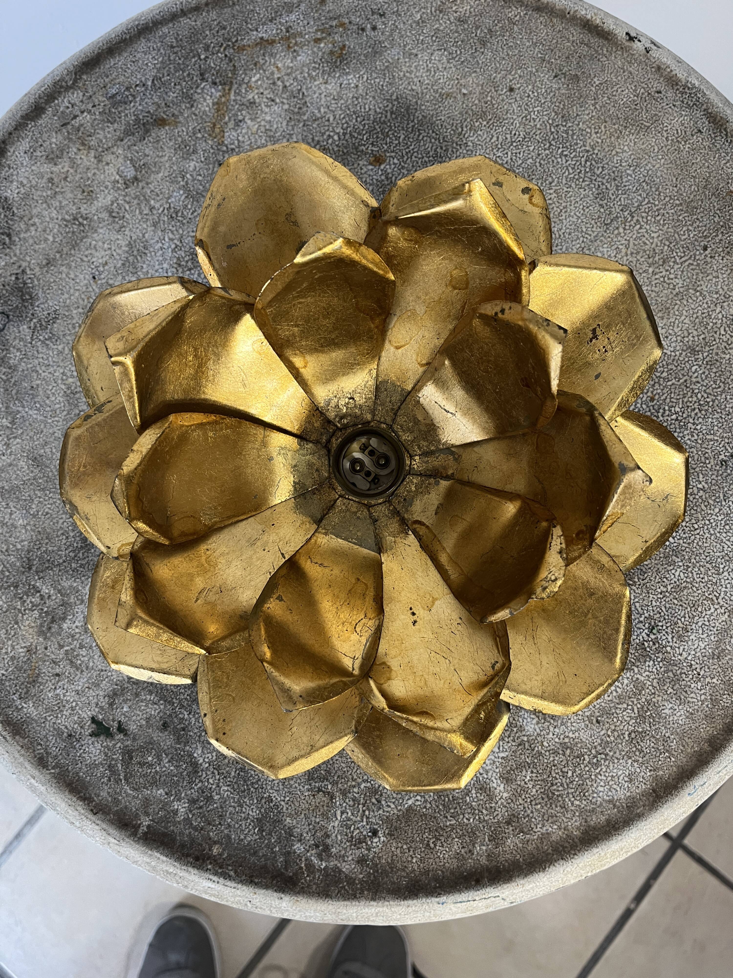 70s gold lotus wall light
