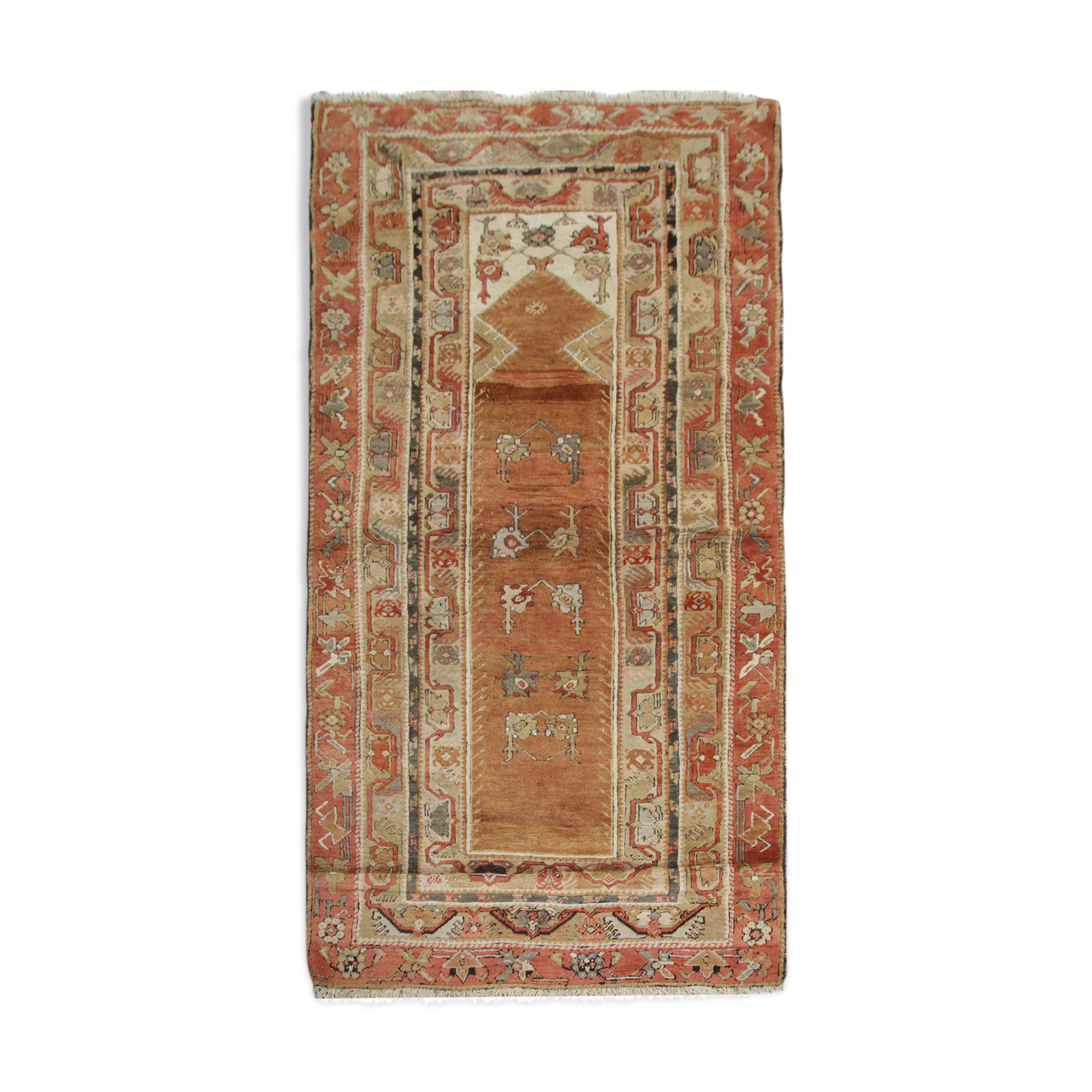Antique handmade wool turkish milas rug- 128x230cm