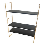 Vintage 1960 String wall shelf in black and gold - 60 x 48 cm