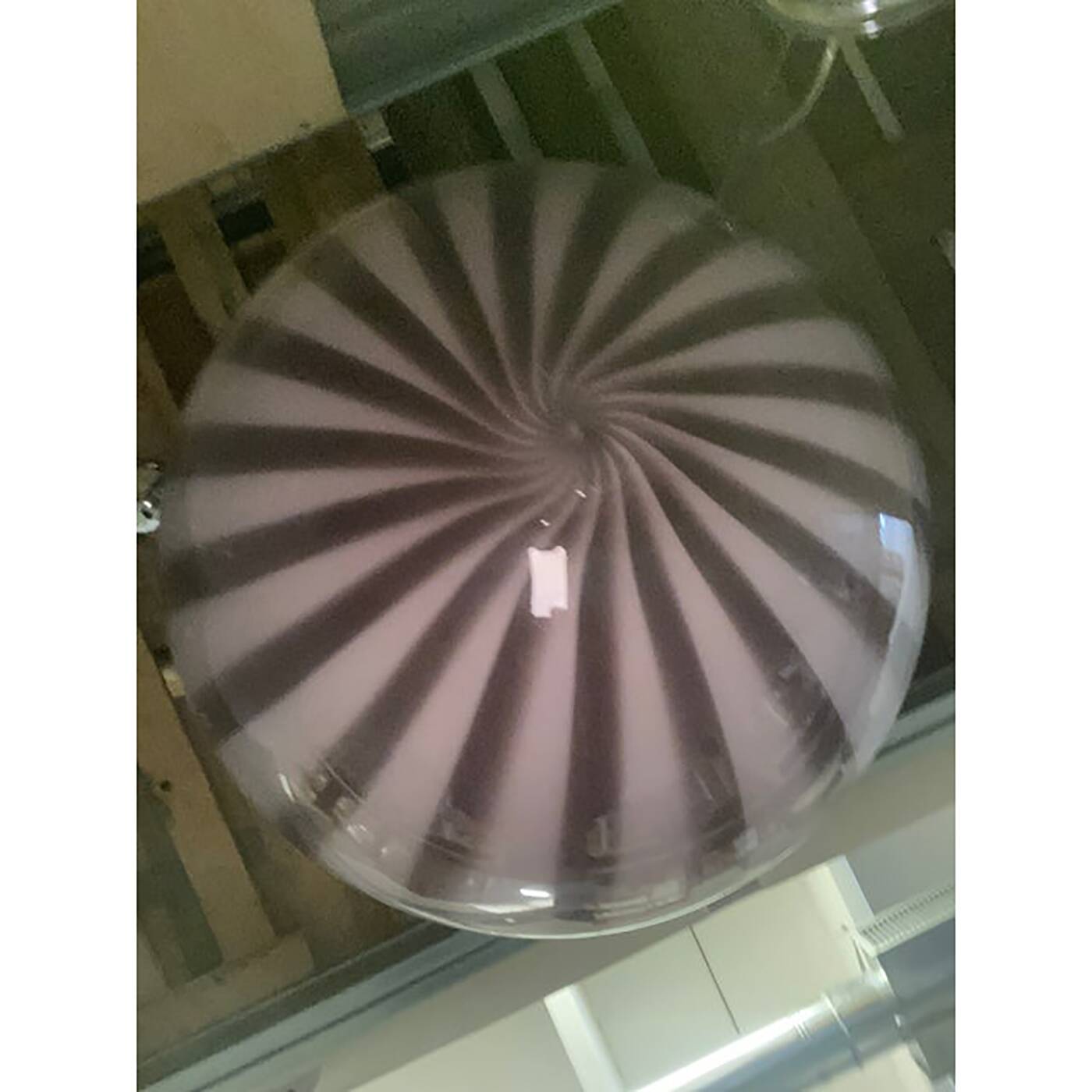 Contemporary Violet and White/Gray Sphere Pendant in Glass