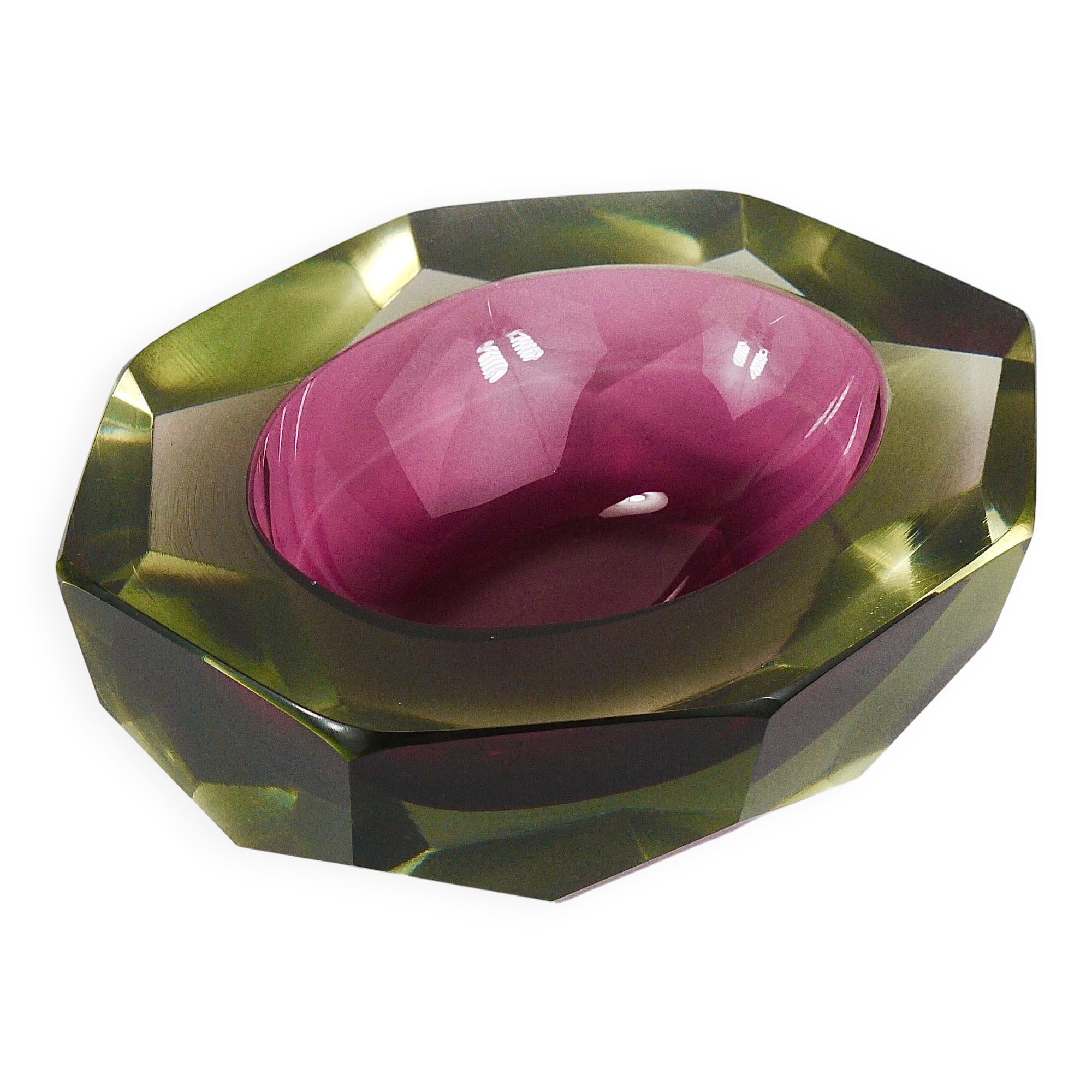 Flavio Poli Sommerso Caviar Murano Glass Bol Diamant par Seguso, Italie, années 1960