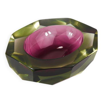 Flavio Poli Sommerso Caviar Murano Glass Bowl Diamond by Seguso, Italy, 1960s