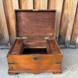 Antique camphor chest made of camphor wood and brass