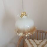 Vintage iridescent and ruffled tulip globe pendant light