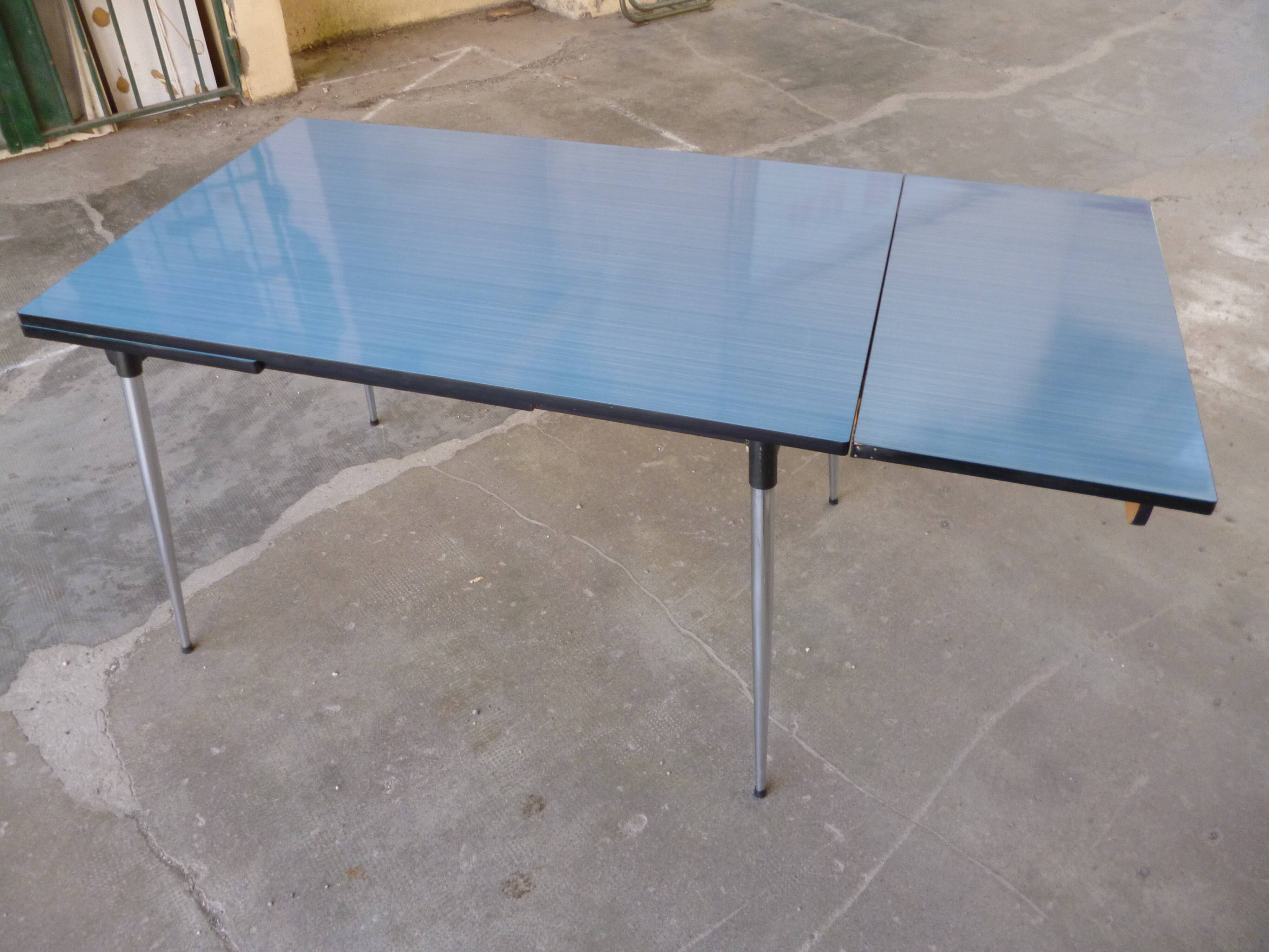 Blue formica table