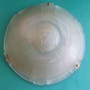 Pressed glass basin pendant light with Art Deco floral decoration Artistar France