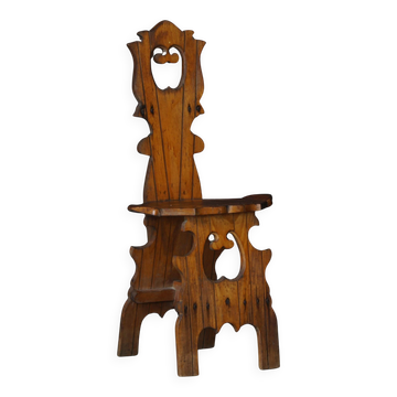 Vintage Wabi Sabi dining chair in patinated Wood Wood, mid-century, Italy.