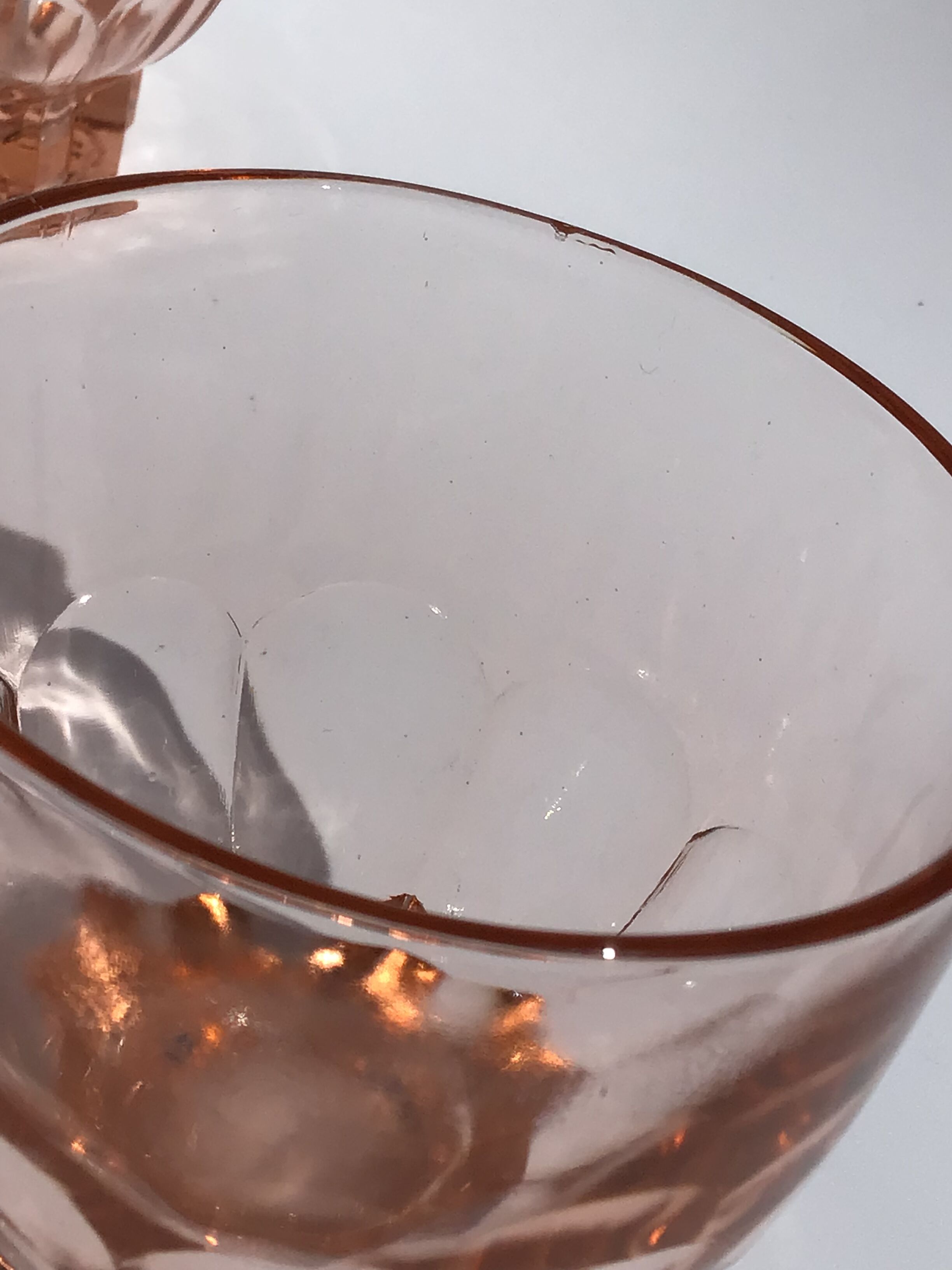 6 orange-pink water glasses star-footed