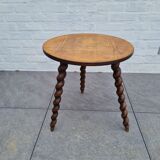 Wooden coffee table twisted tripod base