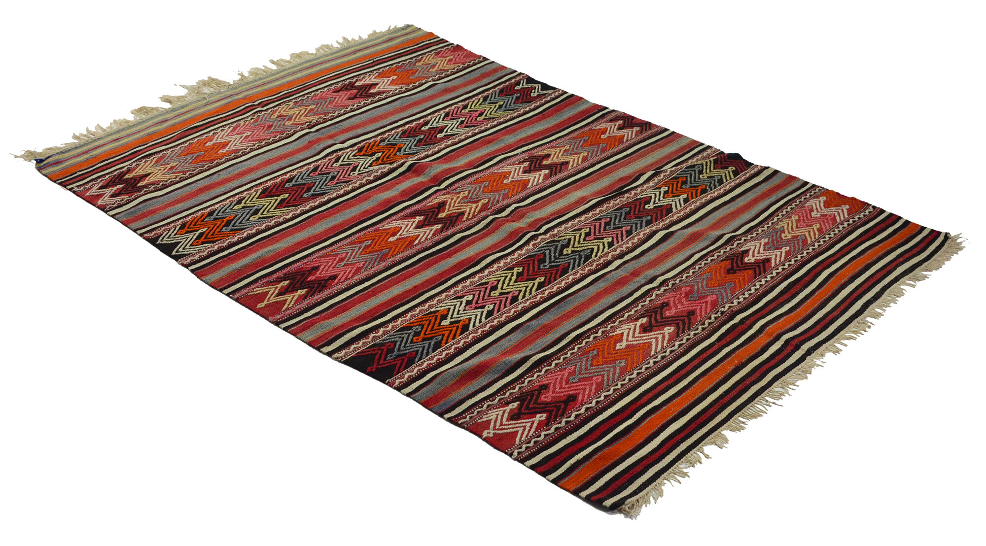 Anatolian handmade kilim rug 226 cm x 137 cm