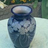 Blue sandstone vase signed Marcel Schmitter betschdorf Alsace