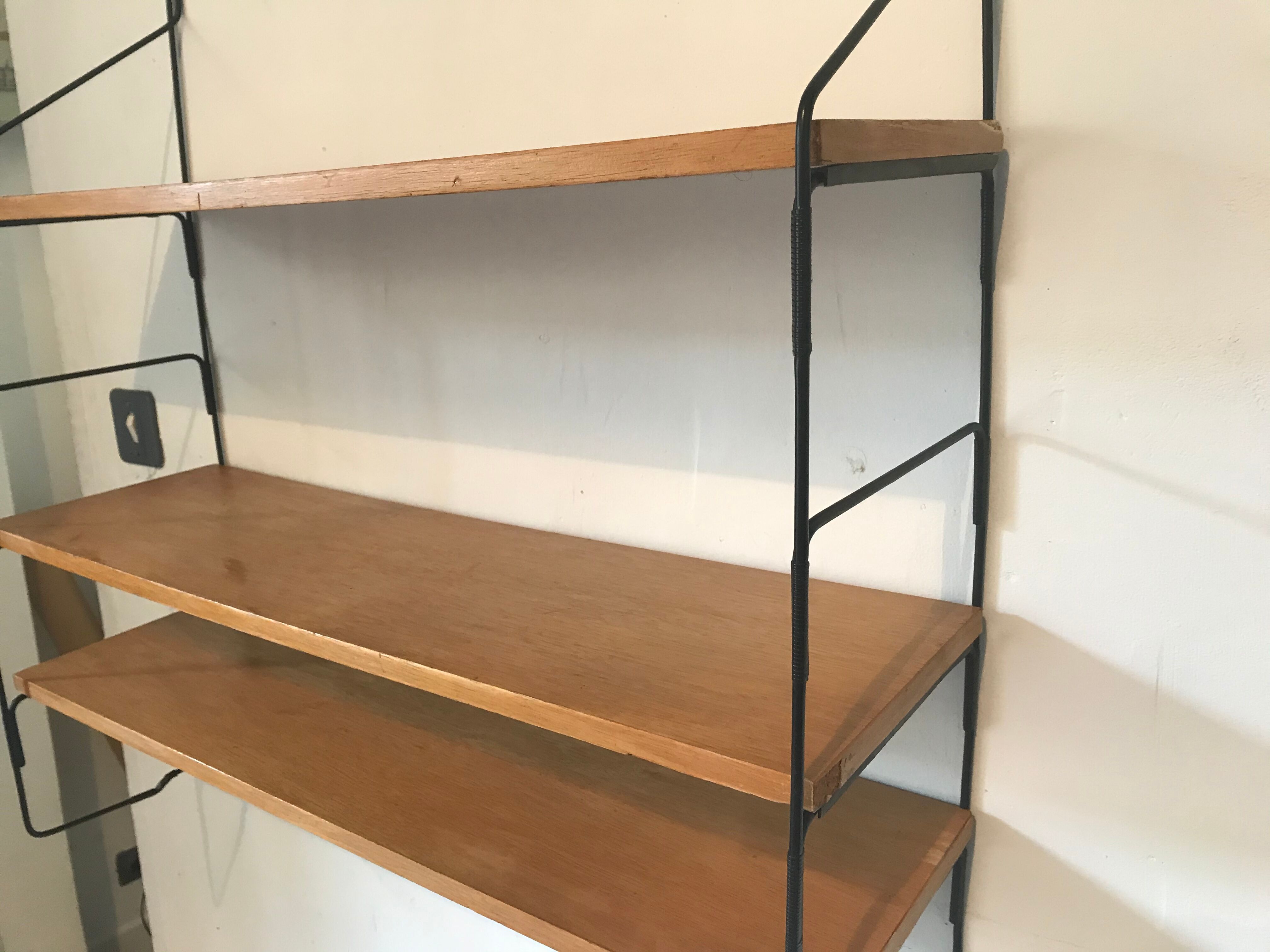 Vintage thong shelf wood and metal