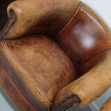 Vintage Dutch Cognac Leather Club Chairs, Set of Three