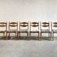 Chaises de Salle à Manger en Bois et Tissu attribuées à Guillerme Et Chambron, 1950s, Set de 6
