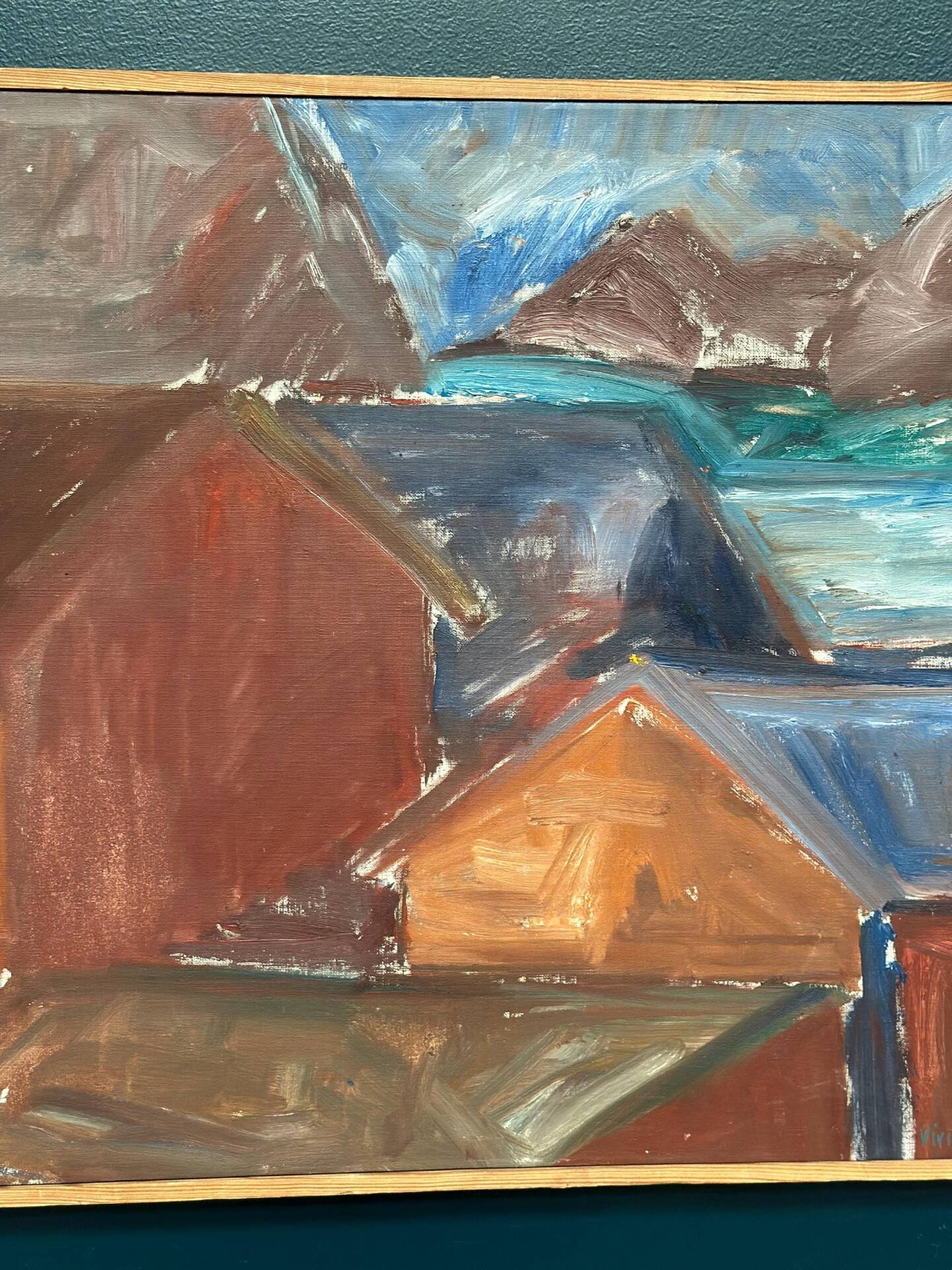 Swedish Oil on Canvas – “Bodar, Lofoten” by Vivianne Larsson – Vintage