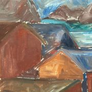 Swedish Oil on Canvas – “Bodar, Lofoten” by Vivianne Larsson – Vintage