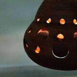 Suspended Japandi lamp in ceramic from the 60s/70s, vintage boho lamp.