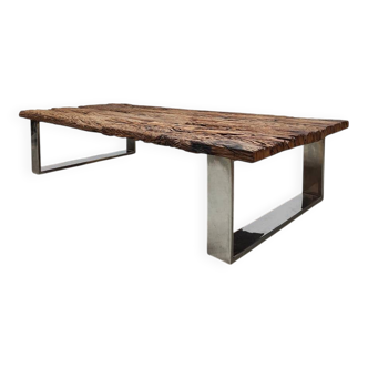 Vintage railway sleeper wood coffee table 1970
