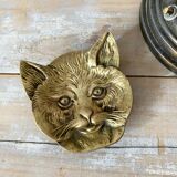 Ashtray, cat pocket emptier in gilded brass