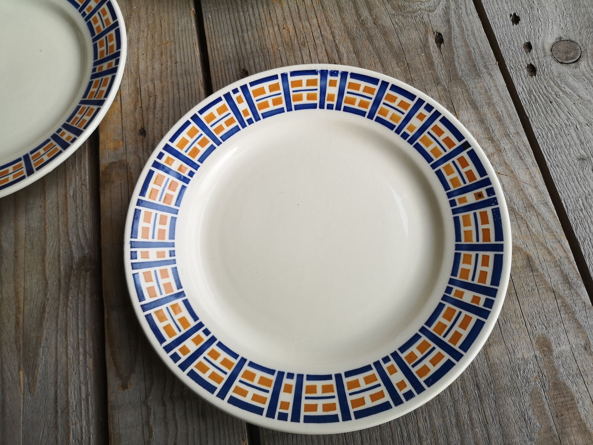 Set of 5 small old plates signed Badonviller