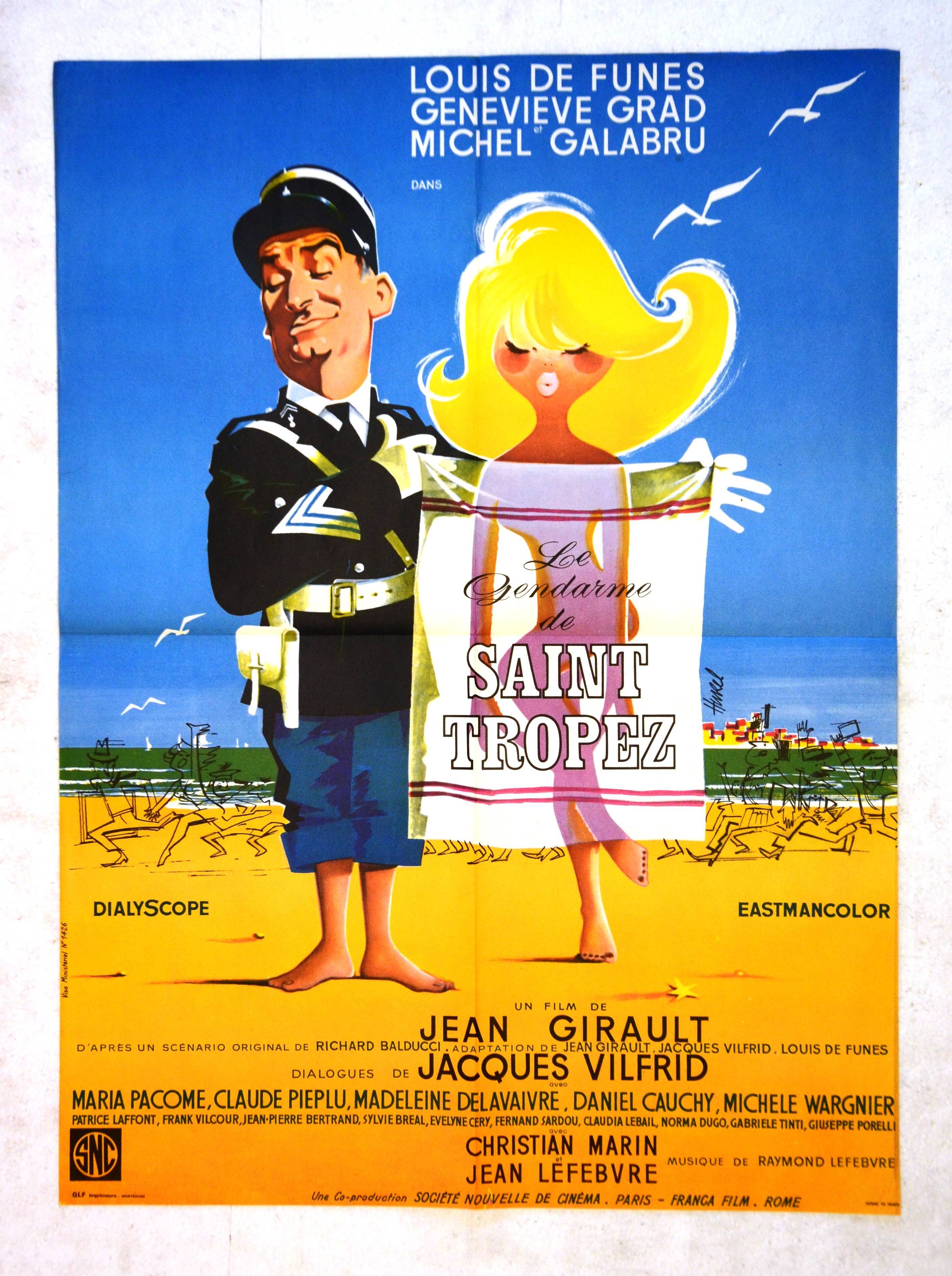 Cinema poster "Le Gendarme de Saint-Tropez" 1964 Louis De Funès, Michel Galabru.