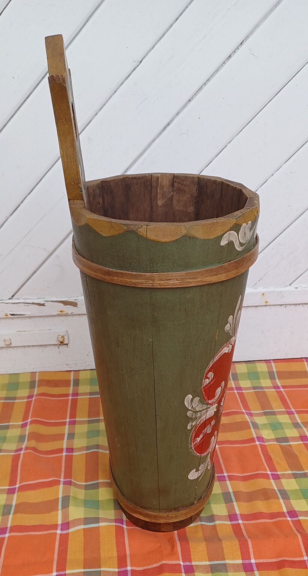 Hand-painted wooden umbrella stand