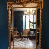 Miroir XIXème à parcloses en stuc doré 100 x 175 cm