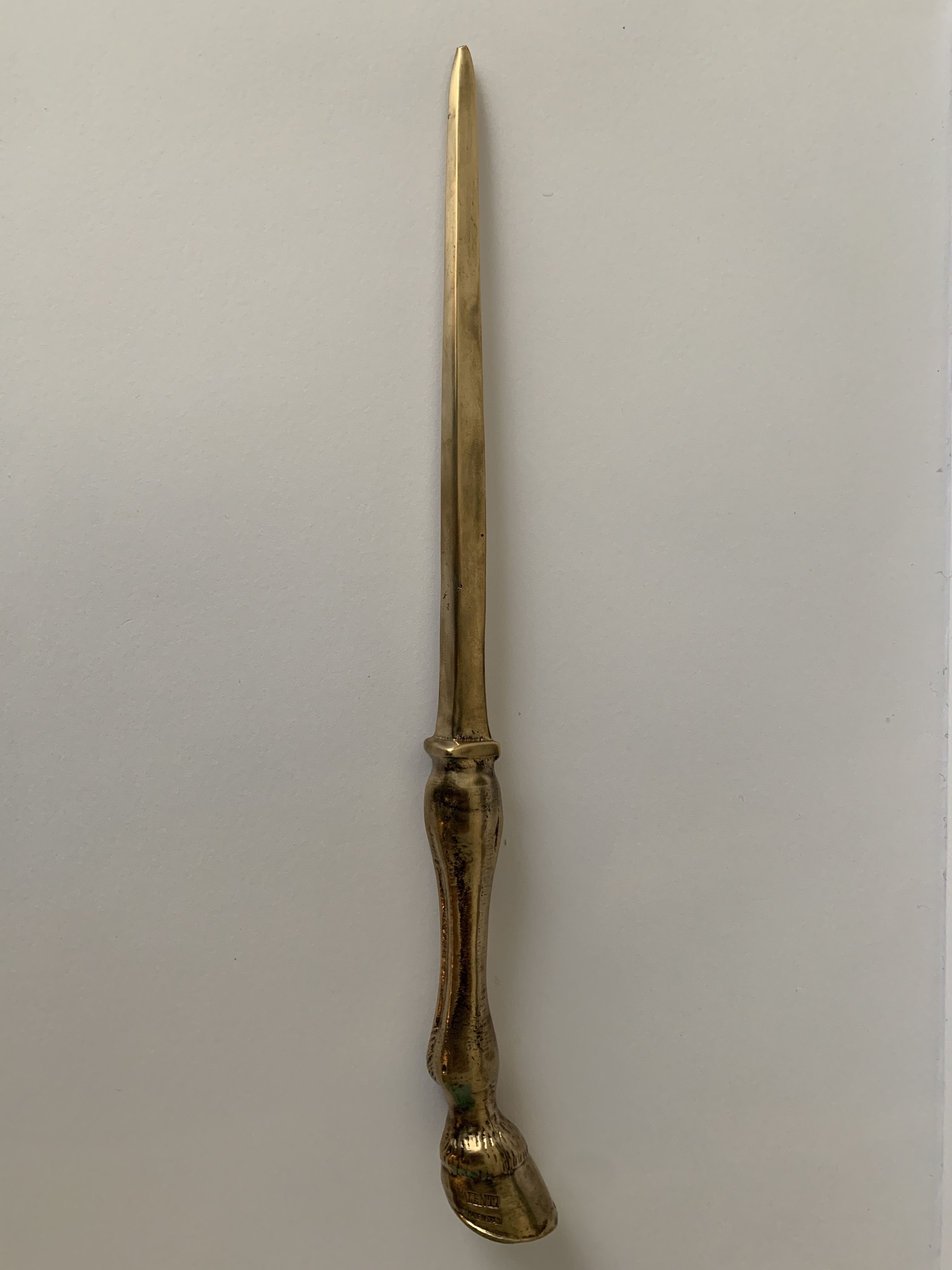 Valenti bronze paper cup or zoomorphic letter opener, horse leg, 1960
