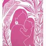 Nugget Fuschia - Linocut