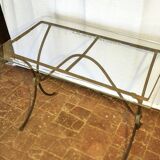 Table d'appoint base en fer forgé et plateau en verre