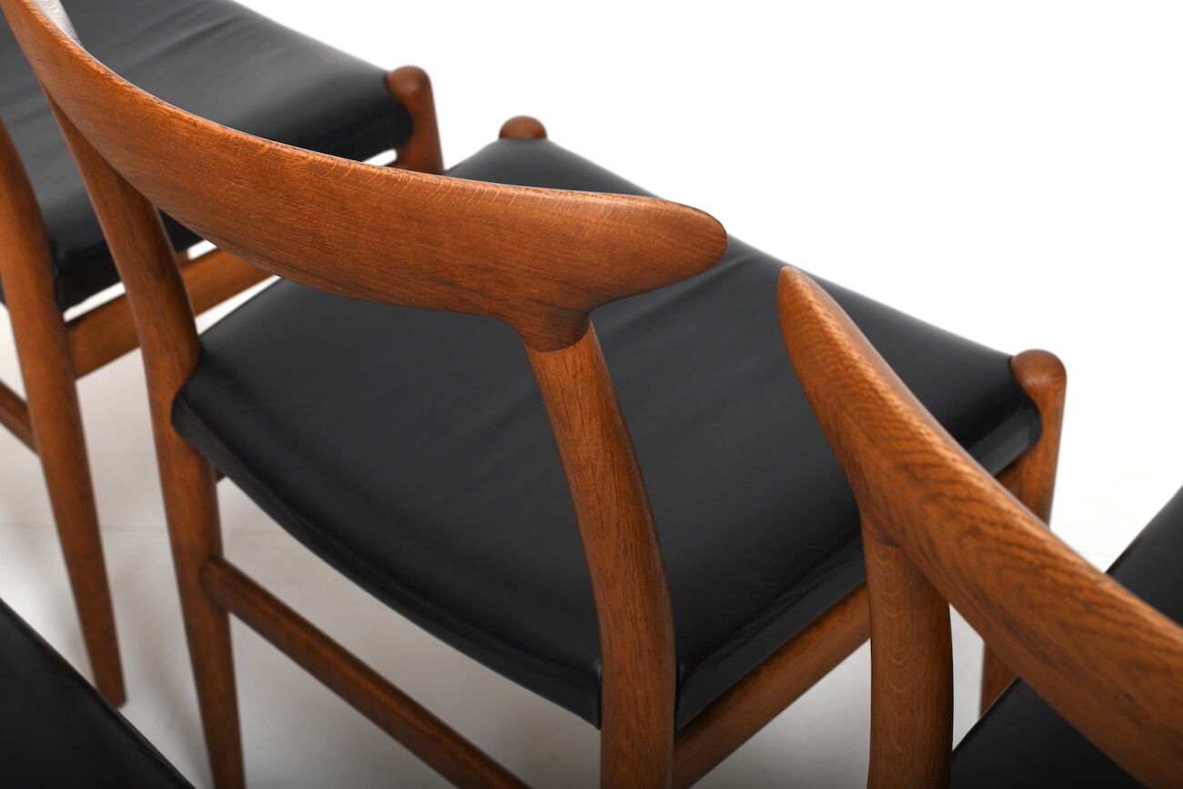 Lot de 6 chaises Hans J. Wegner W2 C.M.Madsen années 1950